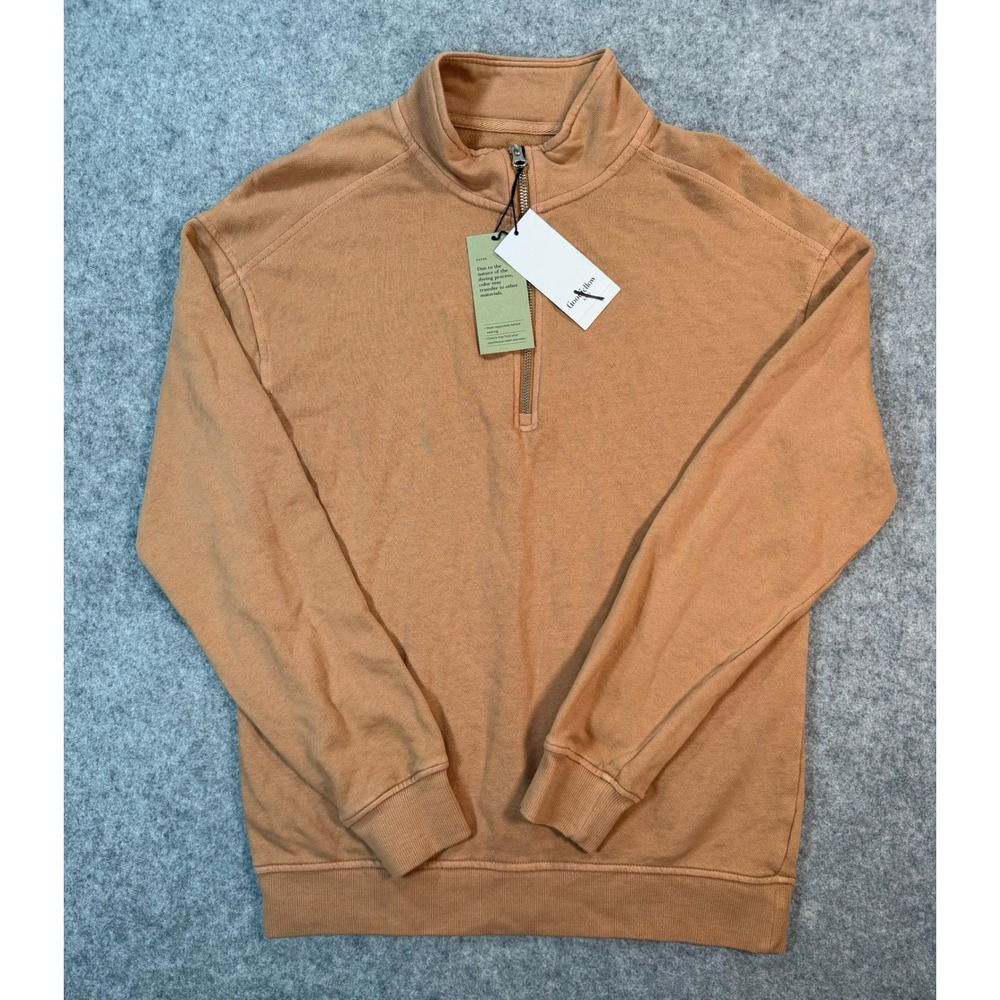 Goodfellow & Co Mens Quarter Zip Sweatshirt Pullover Clay Orange Tan Small NWT